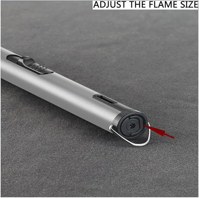 Jet Torch Lighter, Refillable Butane Lighter with Visible Window, Windproof Candle Lighter for BBQ, Camping, Stove, Kitchen Cooker, Hobs, Men Gifts (Gas Not Included) (Silver)