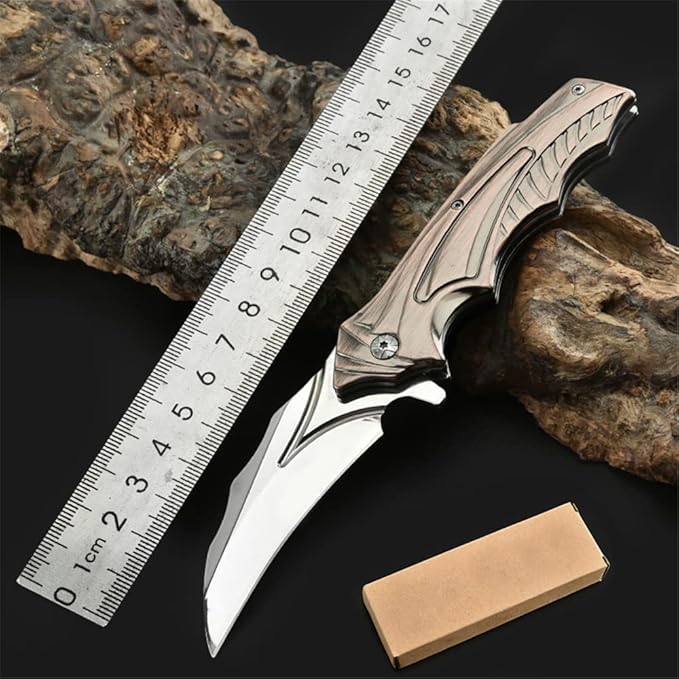 Copper Handle Stainless Steel Side Lock Folding Camping Knife for Fishing,Camping,Survival,and EDC
