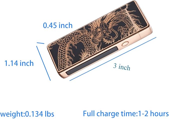 Custom Electric Lighter Personalized Kitchen for Candle Gift Windproof USB Rechargeable Dual Arc for Camping Christmas Father's Day Valentine's Day… (Custom) (Black Dragon)