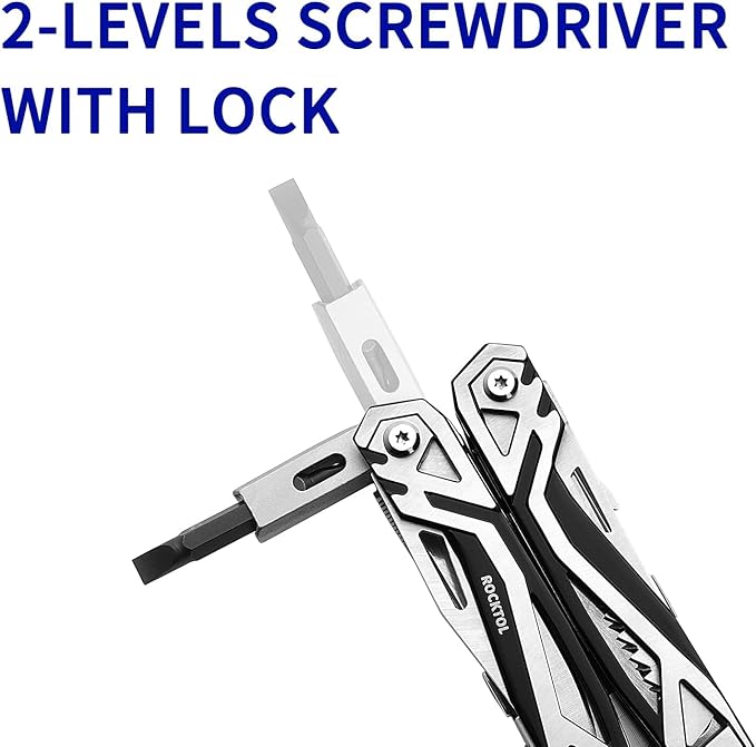 Multitool Pliers, 21-in-1 Stainless Steel Multi tool with Screwdriver, Bottle Opener, Nylon Sheath, Safety Locking Tool set