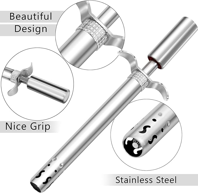 Easy Grip Premium Waterproof Stainless Steel Matt Finish Regular Gas Lighter for Gas Stove, Restaurants & Kitchen Use - Silver