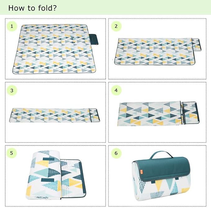 yodo Outdoor Picnic Blanket Water-Resistant for Camping Hiking Festivals, Forest Triangle