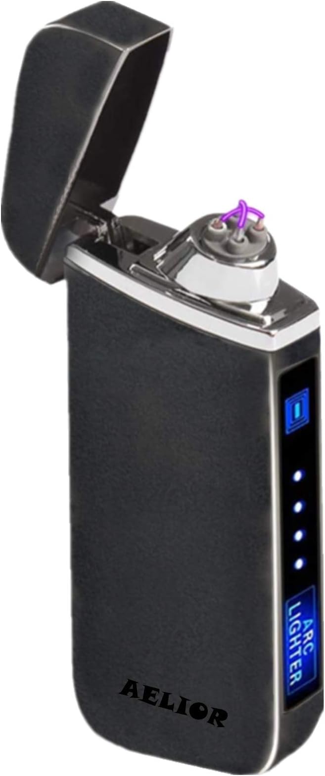 Electric Lighter Dual Arc Lighter Outdoor Windproof Lighters USB Rechargeable-Flameless-Plasma Cool Lighters for Camping, Hiking, Adventure, (Matte Black)