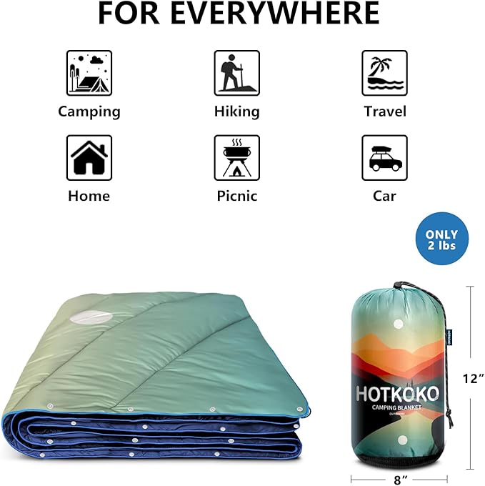 Camping Blanket,Lightweight Down Alternative Puffy Printed Camping Blanket Packable Outdoor Blanket for Camping,Traveling, Stadium, Hiking, Picnics