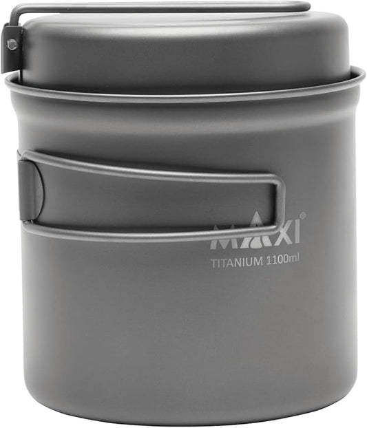 Titanium Pot 1100ml with Frying Pan Lid - Versatile Outdoor Cookware Set