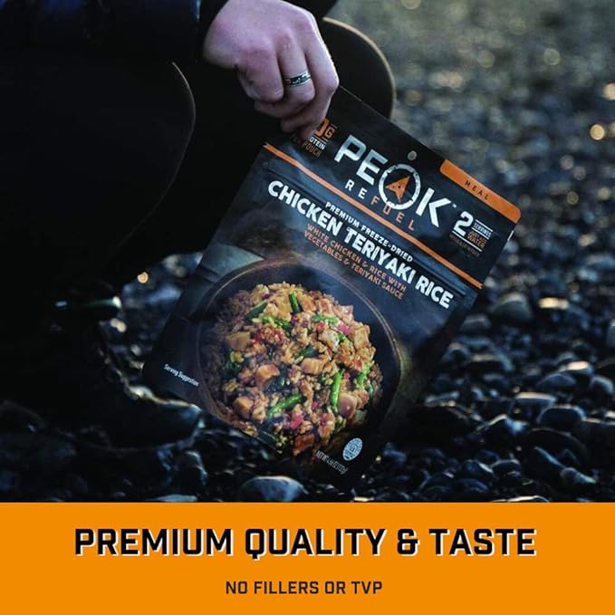 Peak Refuel Chicken Teriyaki Rice 6 Pack | Premium Freeze Dried Camping Food | Backpacking & Hiking MRE Meals | Just Add Water | 100% Real Meat | 240g of Protein | Pouch (Teriyaki - 6 Pack)