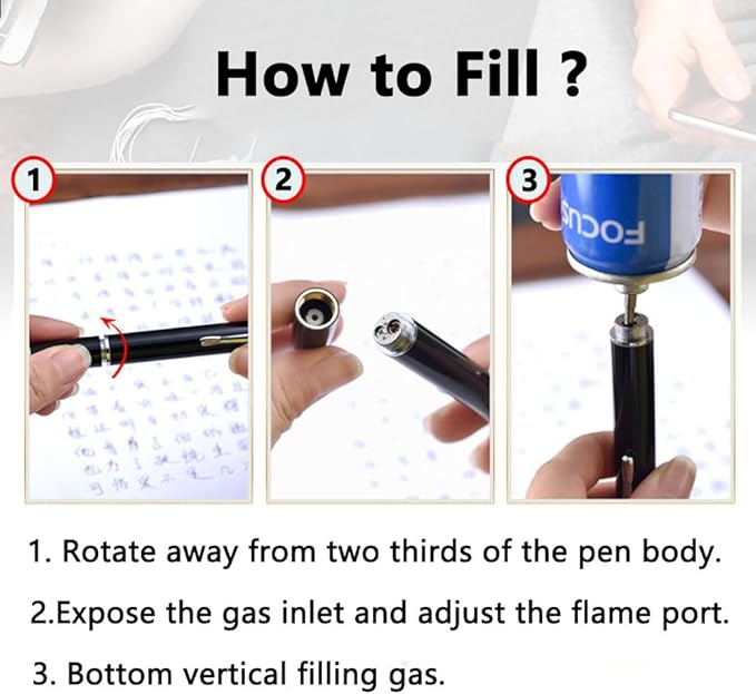 Butane Torch Lighter - Ballpoint Pen Lighter, Windproof Solar Beam Torch, Refillable Adjustable Green Flame Cool Lighter for Candle Camping BBQ Kitchen, Mens Gifts (Without Gas) (Silver)