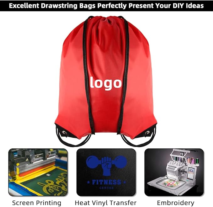 GoodtoU Drawstring Backpacks Bulk String Bags - Red Drawstring Bags Party Favors for Adults 16 Pcs