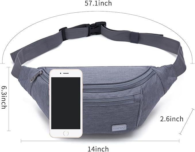 TINYAT Travel Fanny Bag Waist Pack Sling Pocket Super Lightweight For Workout Vacation Hiking, Tool Kit T206, Grey