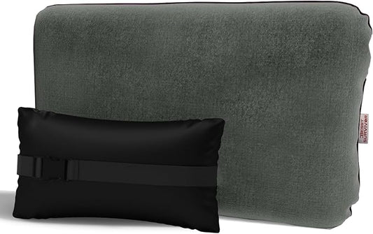 Compressible Travel Pillow, Memory Foam Camping Pillow, Contoured Support, Breathable Cover, Lightweight Easy-to-Carry for Backpacking, Airplane, Car