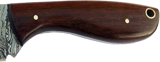 Nooraki HK-78 Handmade Damascus Skinner Hunting Knife 224 Layers with Leather Sheath Full Tang (8 Inches, Rosewood Handle)