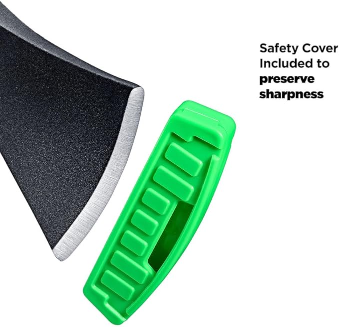 WilFiks Chopping Axe, 15” Camping Outdoor Hatchet for Wood Splitting and Kindling, Forged Carbon Steel Heat Treated Hand Maul Tool, Fiberglass Shock Reduction Handle with Anti-Slip Grip