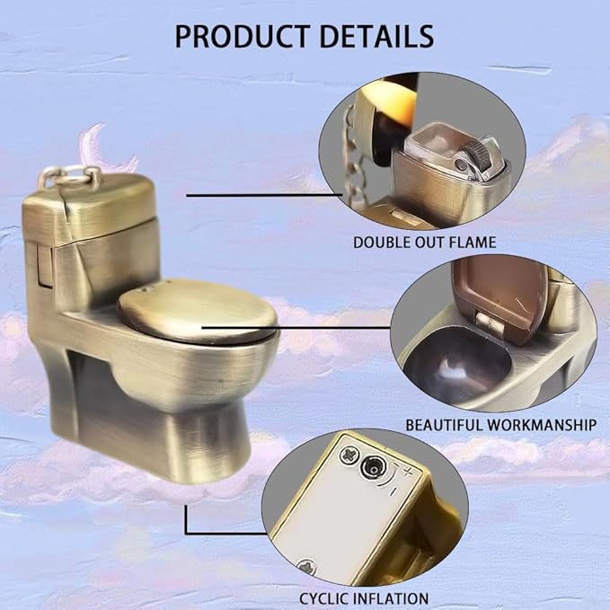 Creative Lighter, Butane Torch Lighter, Novelty Lighter, Inflatable Lighter, Adjustable Soft Flame Lighter for Camping, BBQ, Candles, Birthdays and Other Gifts (Gas Free) (Bronze)