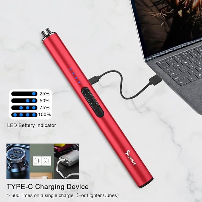 SUPRUS Electric Lighter Arc Windproof Flameless USB Lighter Rechargeable Lighter with Safety Lock