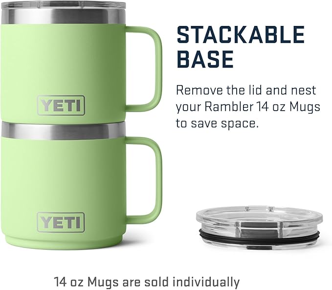 YETI Rambler 14 oz Stackable Mug, Vacuum Insulated, Stainless Steel with MagSlider Lid, Key Lime
