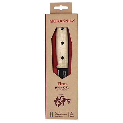 Morakniv Finn BlackBlade (S) Stainless Steel Ash Wood with Leather Sheath, 7.4 Inch
