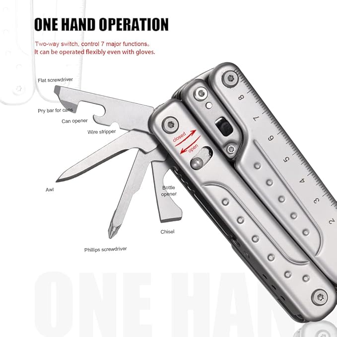 ROXON S802 16 in 1 Multitool Phantom Updated Version Multi Tool Pliers and scissors with Replaceable Knife and Wire Cutte (S802S)