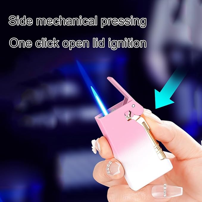 Torch Lighter, Refillable Butane Lighter, Windproof Lighter Adjustable Strong Flame Lighter, for Hiking Camping Fireplace Grill Camping BBQ Lighter (Wire Drawing Gold), DJ191