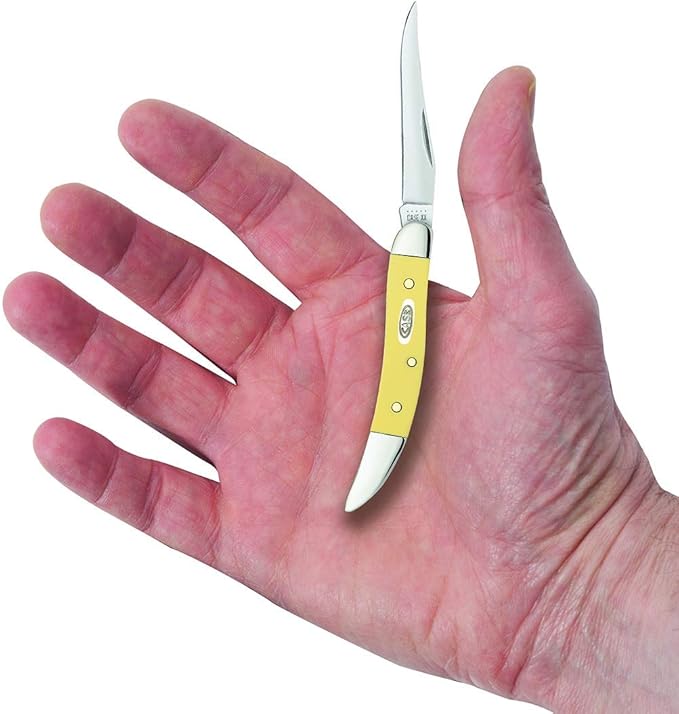 Case WR XX Pocket Knife Yellow Synthetic SS - Small Texas Toothpick Item #81095 - (310096 SS) - Length Closed: 3 Inches