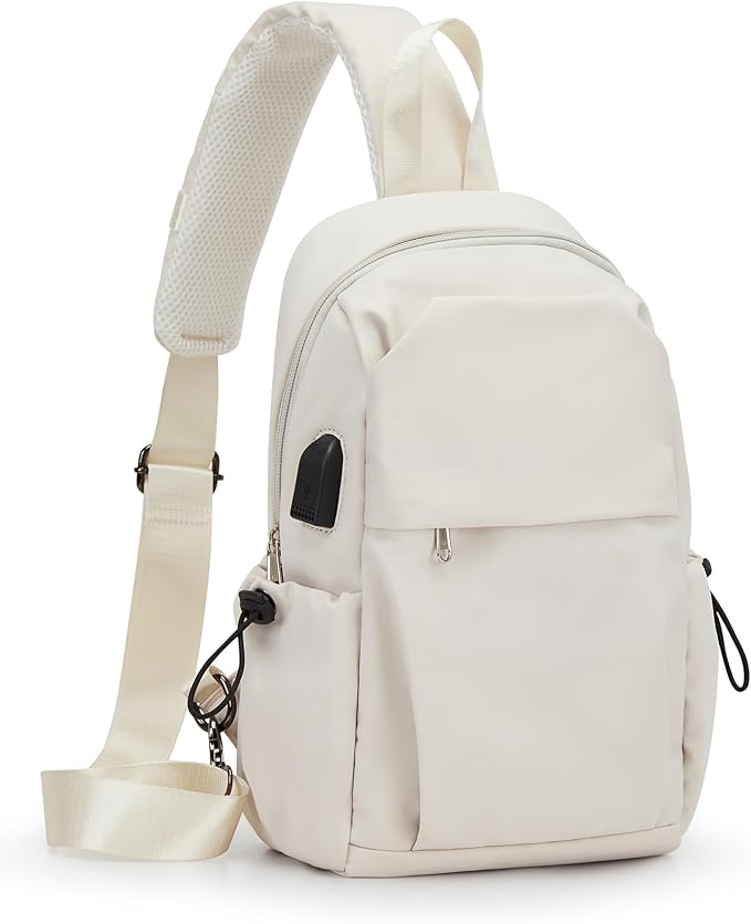 SEAFEW Tactical Backpacks Small Sling Bag Crossbody Backpack Shoulder Bag for Men Women, Multipurpose Anti-Theft Cross Body Chest Bags, One Strap Backpack for Walking Biking Travel Cycling Off White