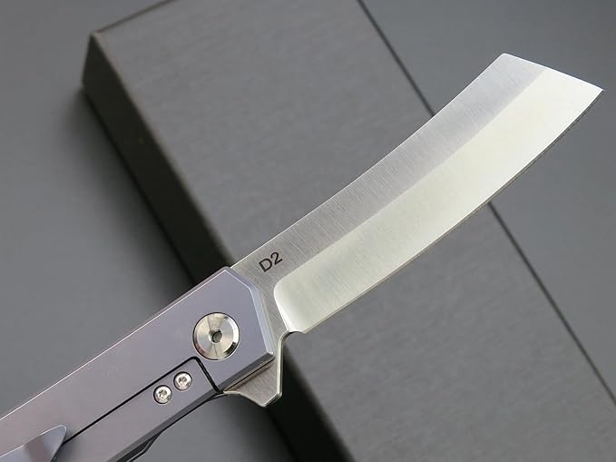 Eafengrow EF97 Pocket Knife Folding Knives D2 Steel Blade Titanium Handle Camping Outdoor Tools Knife EDC Hand Tool(blue)