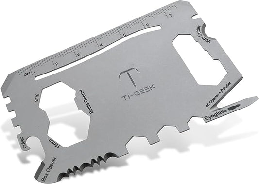 Pocket Tool - 17 in 1 Titanium Credit Card Size Multi-Tool for Quick Repairs and camping. Slim, Minimalist Card Wallet Tool Card. Gifts for Dad, Husband, Men.
