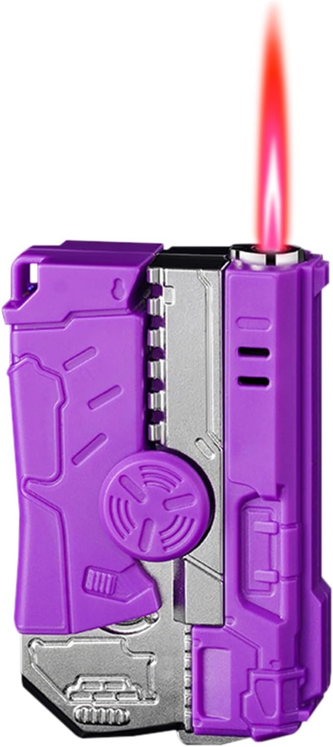 Torch Lighter, Foldable Cool Design Lighters, Windproof Adjustable Jet Flame Lighter Butane Refillable, Great Gifts for Men Women, Lighters for Candle, Kitchen, Camping, BBQ(Without Gas)-Purple