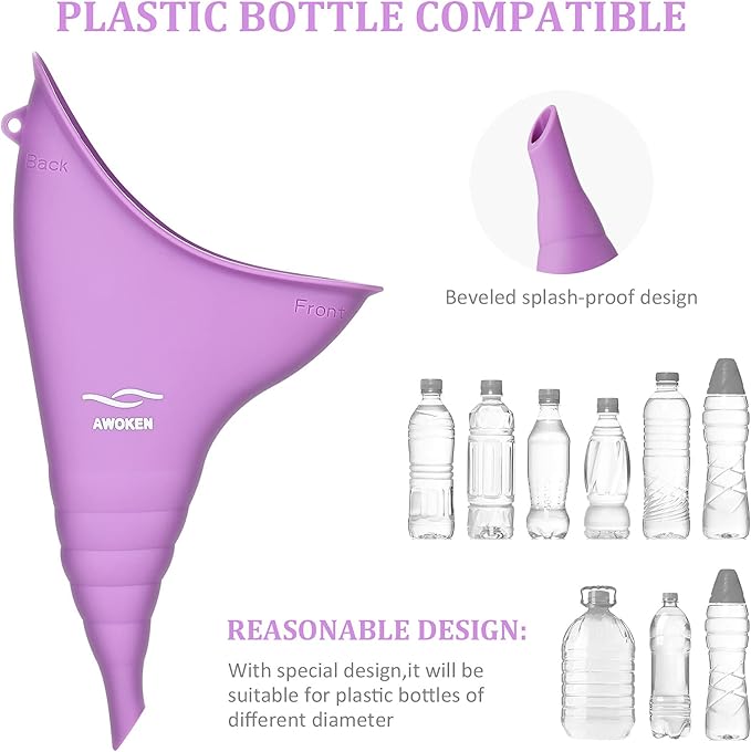 AWOKEN Female Urination Device, Reusable Silicone Female Urinal Women Pee Funnel Women to Pee Standing Up, Female Urinal with Drawstring Bags for Travel and Outdoor Camping