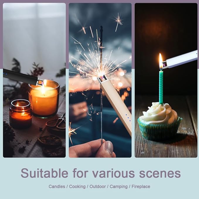 Electric Lighter Arc Windproof Flameless USB Lighter Rechargeable Lighter with Safety Lock for Candle BBQ Camping (Gold)