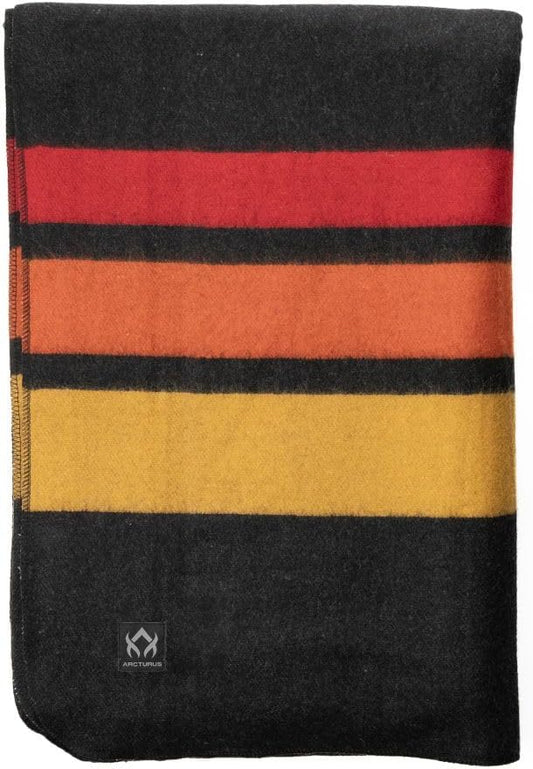 Arcturus Patterned Wool Blankets - 4.5lbs Warm, Heavy, Washable, Large | Great for Camping, Outdoors, Sporting Events, or Survival & Emergency Kits