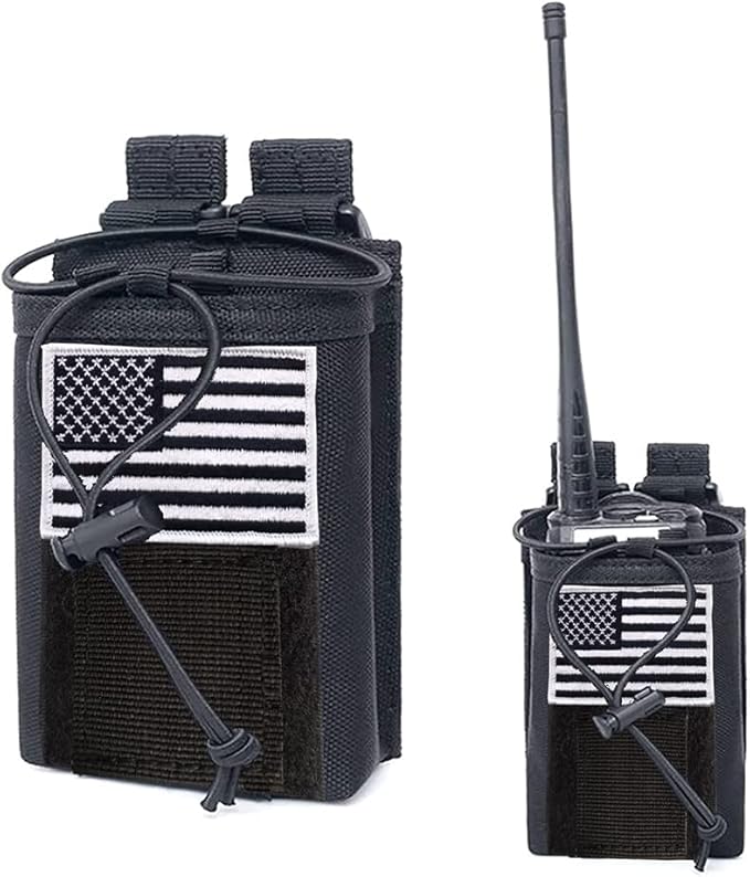 Tactical Radio Holder Molle Radio Pouch Case Heavy Duty Radios Holster Bag for Two Ways Walkie Talkies Adjustable Storage