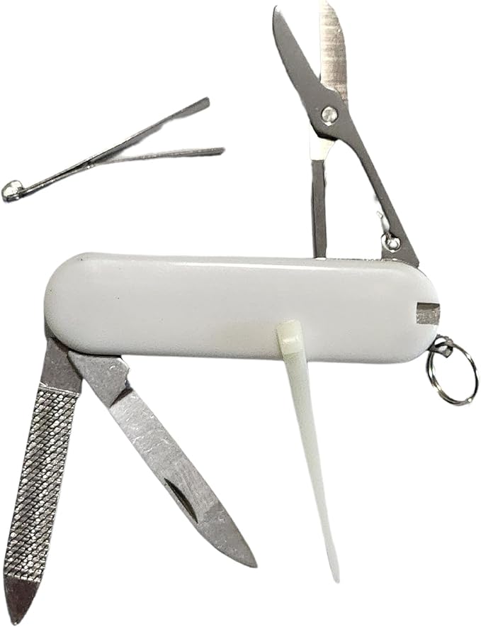 Keychain Pocket tools,White- 5 in 1 Mini Folding Knife Multi Function Tool Holden USA and Roof Monkey Products