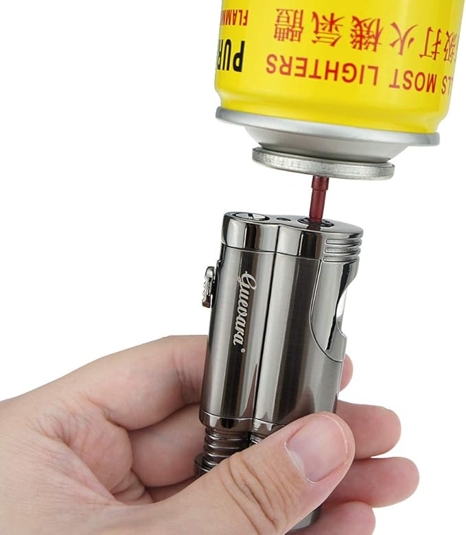 GUEVARA Butane Torch Lighter with Punch Windproof Double Jet Lighters