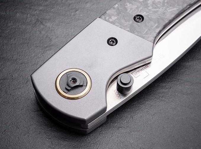 BÖKER PLUS Gulu Pro Marble Carbon Fiber Titanium Folding Pocket Knife, Linerlock, D2 Steel Blade, Designed by Steve Kelly