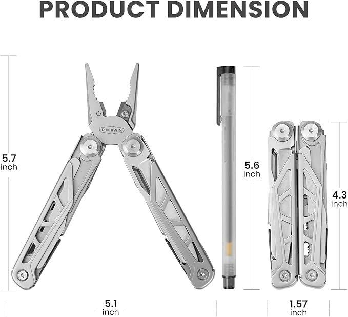 Multitool, 17-in-1 Stainless Steel Multi Tool Pliers with Self-locking, Pocket Knife, Professional (EDC) Multi-tool for Outdoor, Survival, Camping and Hunting, Hiking, Simple Repair