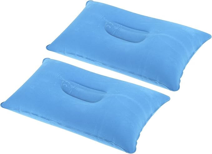 PATIKIL Inflatable Pillow, 2 Pack Squared Ultralight Camping Travel Pillow Desk Rest Neck Support for Hiking Backpacking Office, Blue