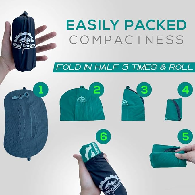 Gear Doctors Camping Pillow, Inflatable Pillow, Camp Pillow, Backpacking Pillow, Inflatable Pillow for Camping, Blow Up Pillow (Teal)