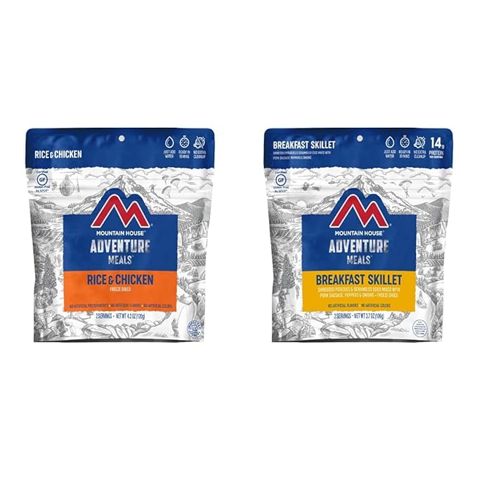 Mountain House Rice & Chicken | Freeze Dried Backpacking & Camping Food |2-Servings | Gluten-Free & Breakfast Skillet | Freeze Dried Backpacking & Camping Food | 2 Servings | Gluten-Free