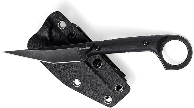 KS527 Fixed Blade Knife, D2 Blade G10 Handle for Men Women, with Kydex Sheath, Utility Knife for EDC Survival Hiking Camping Outdoor Everyday (Black)