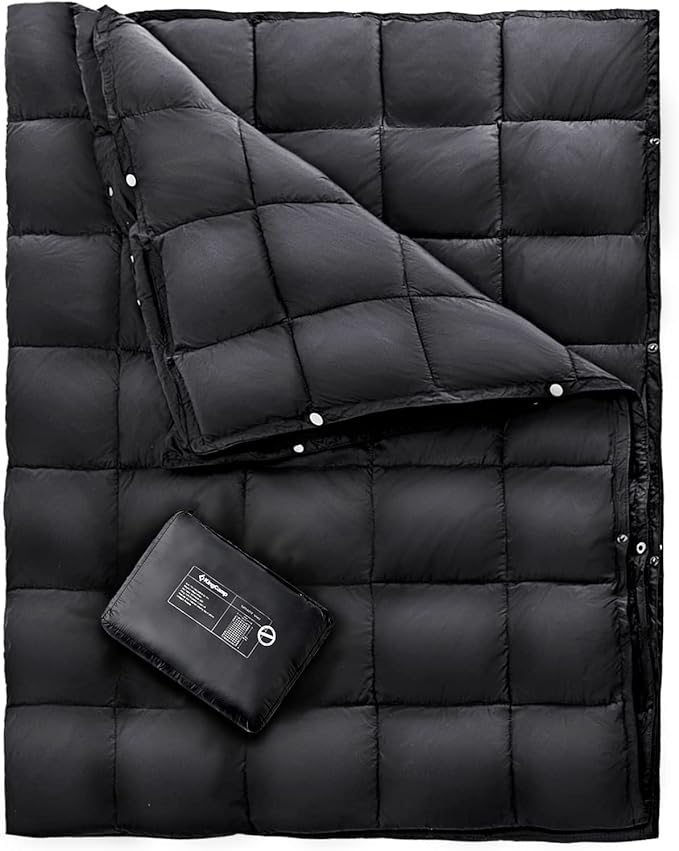 KingCamp Down Camping Blanket - Packable Lightweight Travel Blanket for Stadium, Camping, Backpacking, Compact & Water Resistant & Warm Airplane Quilt