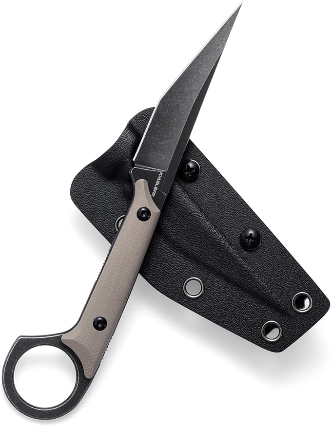 KS527 Fixed Blade Knife, D2 Blade G10 Handle for Men Women, with Kydex Sheath, Utility Knife for EDC Survival Hiking Camping Outdoor Everyday (Tan)