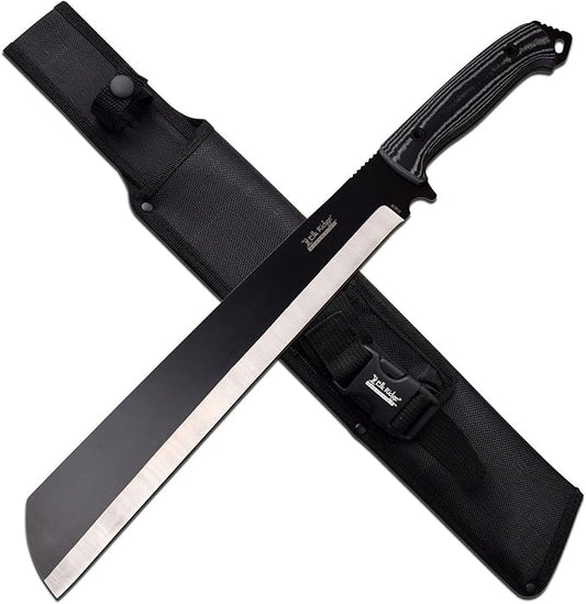 Elk Ridge - Outdoors Fixed Blade Machete, 14.75-in Overall, 9-in Stainless Steel Blade, Micarta Handle, Full Tang Construction, Nylon Sheath - Hunting, Camping, Survival - ERE-MHT001M-BK