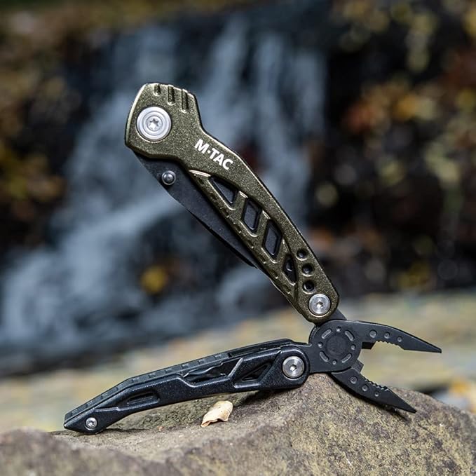 M-Tac 11-in-1 Multitool Pliers - Stainless Steel Utility Screwdriver Multi Tool in Nelon Belt Sheath for EDC Outdoor Camping, Fishing, Survival, Hiking (Olive #2)