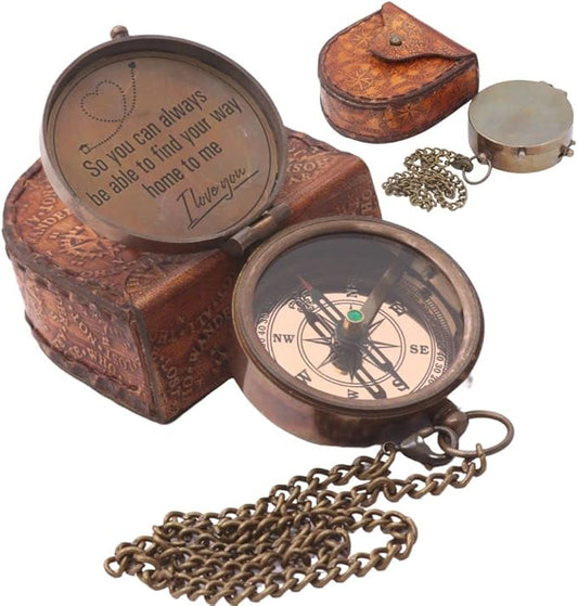 So You Can Always Find Your Way Back Home, Brass Compass Engraved Gifts for Men, Bronze Gifts for Men, Romantic Gifts for Him/Her, Keepsake Gifts for Husband, Personalized Gifts for Men