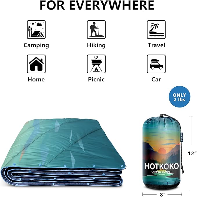 Camping Blanket,Lightweight Down Alternative Puffy Printed Camping Blanket Packable Outdoor Blanket for Camping,Traveling, Stadium, Hiking, Picnics