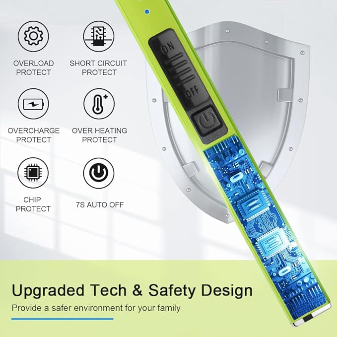 SUPRUS Fluorescent Lighter Glows in The Dark Electric Lighter Candle Lighter Rechargeable USB Arc lighters with Safety Lock Windproof Flameless Plasma for Candle BBQ Camping (Yellow)