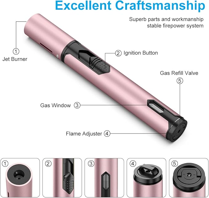 Torch Lighters, Candle Lighters 2 Pack, Butane Lighters, Multipurpose Windproof Butane Refillable Gas Torch Lighter, Jet Flame Mini Torch Lighter for Grills, Fireplaces, Camping. (Butane Not Included)