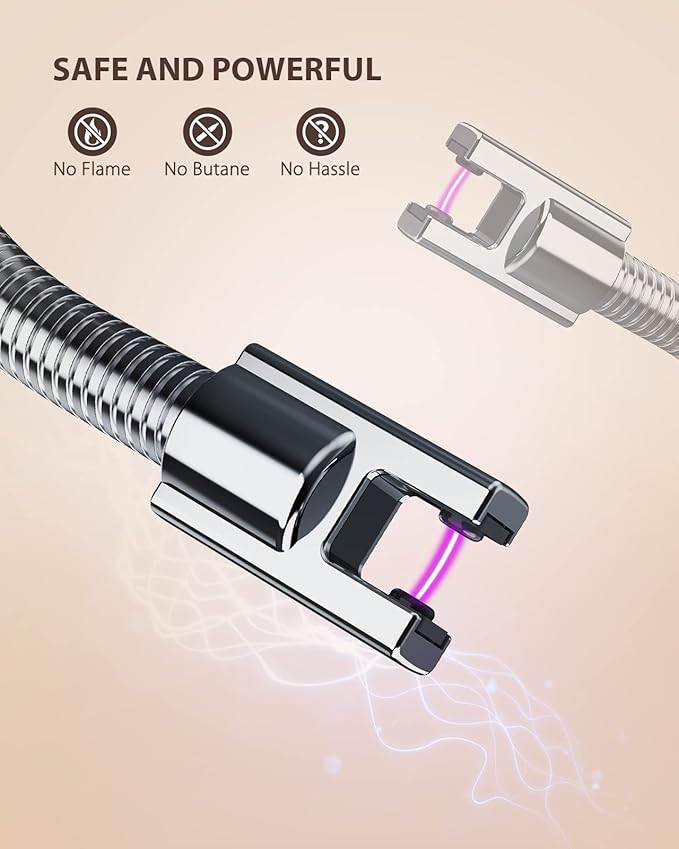 RONXS Candle Lighters, Long Electric Lighter Rechargeable Type C Lighter with LED Battery Display, Flexible Neck Plasma Arc Lighter for Fireworks Gas Stove BBQ