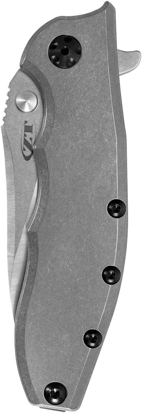 Zero Tolerance Hinderer Pocketknife; 3.5-Inch CPM 20CV Steel Blade, KVT Ball-Bearing Opening System, Flipper, Reversible Deep Carry Clip, Titanium Handle, Made in USA (0562TI)