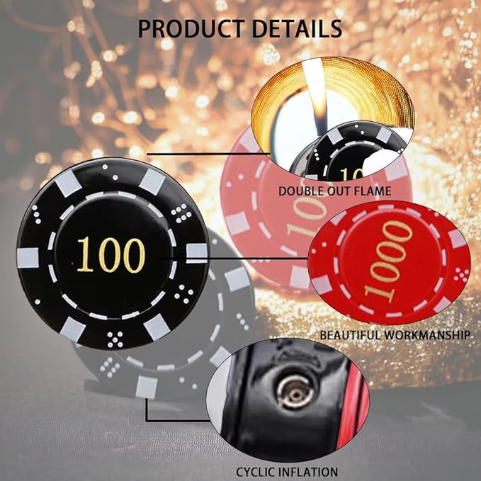Creative Lighter, Butane Torch Lighter, Novelty Lighter, Inflatable Lighter, Adjustable Soft Flame Lighter for Camping, BBQ, Candles, Birthdays and Other Gifts (Gas Free) (Black)